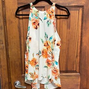 Staccato Floral Halter Top - Orange and Green